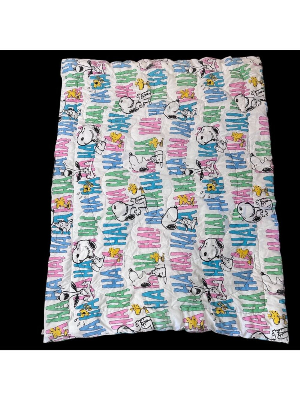 Vintage Peanuts Snoopy Woodstock Ha Ha Laughing Blanket Twin Size Cannon USA - Picture 3 of 11